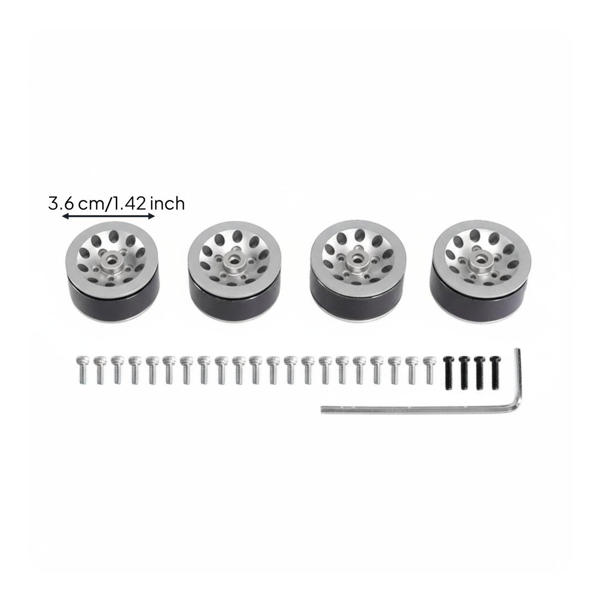 4 Pieces 1/12 Scale Truck Rims Easy Installation Away-Road Crawler Wheel Hubs Long-Lasting Construction for Rock Crawling