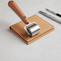 Leather Press Roller with Wooden Handle Compact for Workshop, Hobbyists