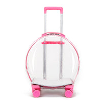 Transparent Pet Carrier with Wheels Clear Rolling Pet Carrier Portable Luggage Cats, Veterinarian Visits, Outdoor