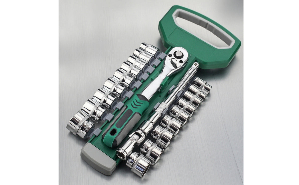 72-Tooth Metric Socket Set Chrome-Plated Socket Wrench Kit with Case Heavy Duty Ratchet Wrench Set Long-Lasting for Mechanics, Garage