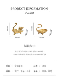 复古高档雕花黄铜天鹅摆件干果盘收纳托盘家居肥皂盒装饰乔迁礼品