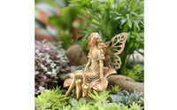 Bronze Finish Fairy Sculpture Resin Material Flower Fairy Statue for Yard