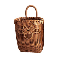 Wall Storage Basket Natural Woven Hanging Basket Simple for Kitchen