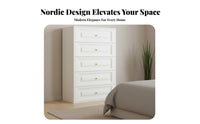 Light Luxury Design 5-Drawer Steel dresser Floor-Standing Storage Cabinet effortlessGliding Drawers Household Furniture Easy to Clean for Apartment Dwellers, Office Workers, Bedroom, Living Room, End of Bed, Hallway