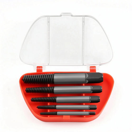 5 Pieces Screw Extractor Set with Case Stripped Tool Seized for DIYers, Plumbers