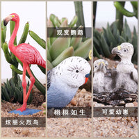 Solid Animal Model Simulation Cognitive Bird Figures Eagle Parrot Peacock Flamingo Owl Toy Ornament