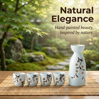 Japanese Ceramic Sake Set, Rich Floral Porcelain