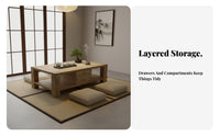 Solid-core Wood Block Table Minimalist Design Rectangular Coffee Table Rustic design Spacious Surface for Apartment Dwellers