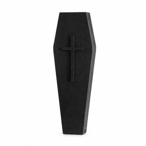 Casket vase with Cross Halloween Casket Sculpture Sign for Goths