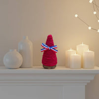 Independence Day Cone Tree Handmade Independence Day Tabletop Decor Rustic Wood Base Yarn Wrapped Cone Decoration for Tiered Tray, Mantel, Shelf