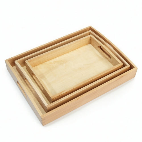 3 Pieces Educational Tray with Handles Stackable Tray with Handles