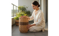 Woven Planter Basket Decorative Rattan Flower Pot Breathable Home Decor