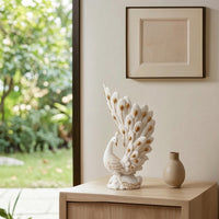 Peacock Vase Gold-Accented Peacock Figurine Sculpted for Entryway, Art Lovers