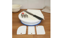 Rotating Design Cake Turntable and Decorating Set All-in-All-Inclusive Cake Turntable Stainless Steel Spatulas Baking Supplies Set Food Grade Material for Home Bakers, Beginners
