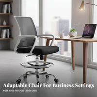 Drafting Chair with Foot Footrest 360-Degree Swivel for Reception Desk