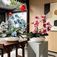 仿真蝴蝶兰12花盆景小摆件客厅装饰胶片假花盆栽摄影拍照绿植道具