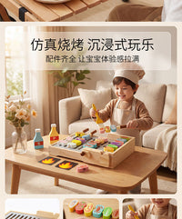 Wooden BBQ Grill Play Set for Kids Role Play