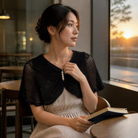 Knitted Ice Silk Shawl with Neck Protection for Air-Conditioned Rooms, Fashionable Sun Protection Cape