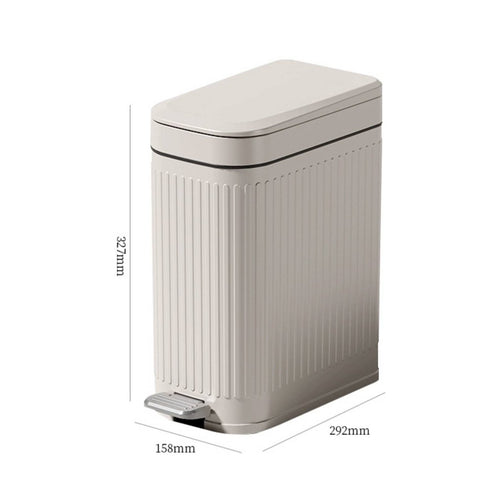 Double Lid Garbage Container Odor Seal Slim Step Trash Can Easy to Clean