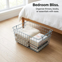 Laundry Basket with Metal Wire Mesh for Bedroom Storage, Low Carbon Steel for Shelves, Wall Hanging or Freestanding Design