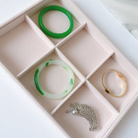 Jewelry Storage Tray with Pearl Velvet, Beige-Pink, for Rings, Earrings, Bracelets, Display