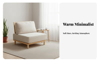 Armless Wooden Couch Wabi-Sabi Aesthetic Upholstered Settee Nordic Inspired Sturdy Construction for Homeowners, Students, Study
