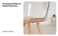Wood Frame Clear Chair Nordic aesthetic Dining Seat Transparent Design for Renters