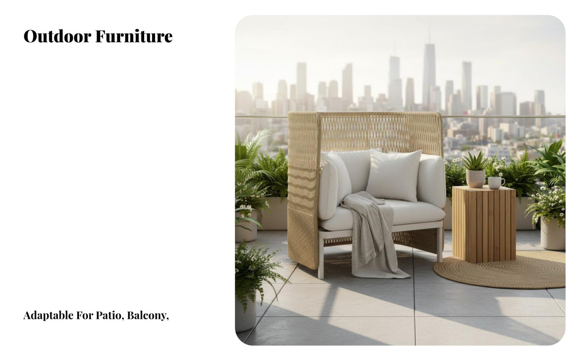 4 Pieces Nordic Design Woven Loveseat and Armchair Set Weather-Resistant Patio Furniture Thick seat pads Outdoor Furnishing for Hotel Managers, Homeowners, Business Owners