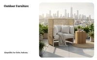 4 Pieces Nordic Design Woven Loveseat and Armchair Set Weather-Resistant Patio Furniture Thick seat pads Outdoor Furnishing for Hotel Managers, Homeowners, Business Owners
