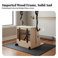 Pilates Exercise Chair Multi-Functional Pilates Stability Chair Muscle Strengthening Stretching Stretch Instructor Improves Posture for Home Gym Users, Adults, Women, Workout, Living Room