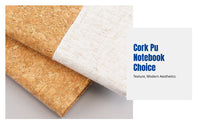 Cork Pattern PU Notebook, Eco-Friendly Elastic Band, Business Office, A5 Size, Soft Leather Cover