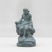 Daruma Statue Sandstone Meditative Ornament with Stone Texture Carved Stone Statue for Tea Room, Study