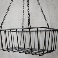 Rectangular/Round Iron Art Hanging Planter Basket for Balcony Railing, Wall-Mounted Flower Pot Holder for Succulents and Greenery