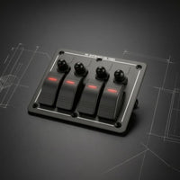 4-Position Marine Switch Panel DC 12V to 24V Breaker Switch Panel Pre-Wired Vehicle Accessory Red Indicator Lights for Boat Cabin