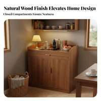Coffee Bar Cabinet Freestanding Accent Cabinet Dining Room Buffet Cabinet Storage Cabinet with Drawers Thickened Fiberboard Raised Guardrail Suitable for Kitchen Entryway