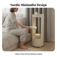 Cylindrical Lighted Accent Table LED Lighting Nightstand Raised Anti-Drop Rim