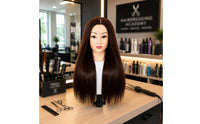 16-Inch Hairdressing Mannequin Head Straight Human Hair Mannequin Head Multifunctional Professional-Grade for Hairdressers