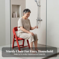 Fold-up Shower Stool Foldable Folding Backrest Chair Drainage Holes for Bedroom