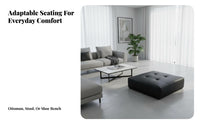 Square Block Stool Minimalist Design Upholstered Cube Seat connectable Padded Top for Bedroom, Home Office
