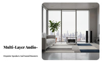Reinforced Glass Audio Rack Sturdy Construction Shock-Absorbing Amplifier Stand Stainless Steel Columns Stereo System Equipment Stand for Living Room