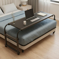 Adjustable Overbed Desk Multi-Functional Cross Bed Study Table Mobile Bed Table Easy Assembly Rolling Laptop Cart for Dorm Room
