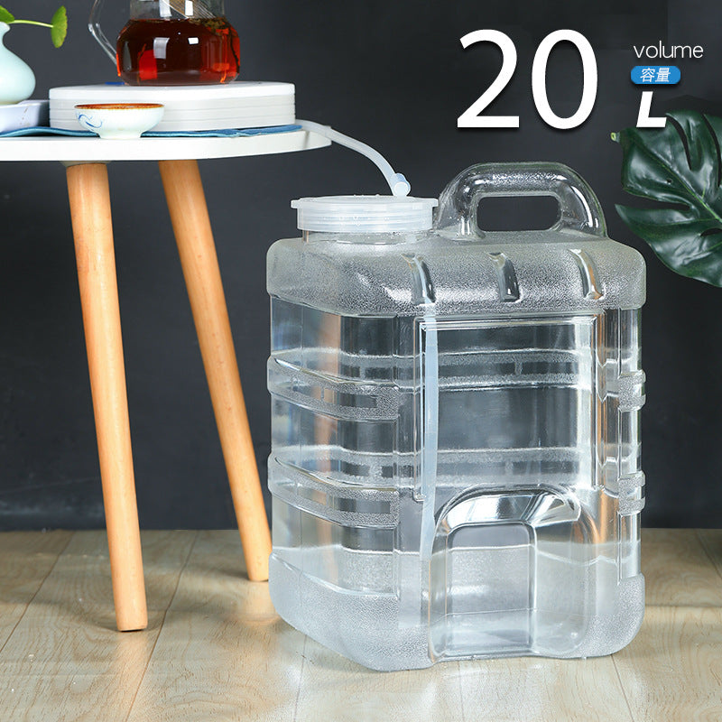 20L Transparent PC Square Water Storage Bucket with Handle for Tea and Home Use