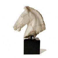 Horse Head Sculpture Weathered Horse Head Statue Black Sculpture with Pedestal for Art Collectors, Living Room, Entryway, Display Shelf