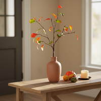 Artificial Persimmon Leaf Branch for Autumn Decor