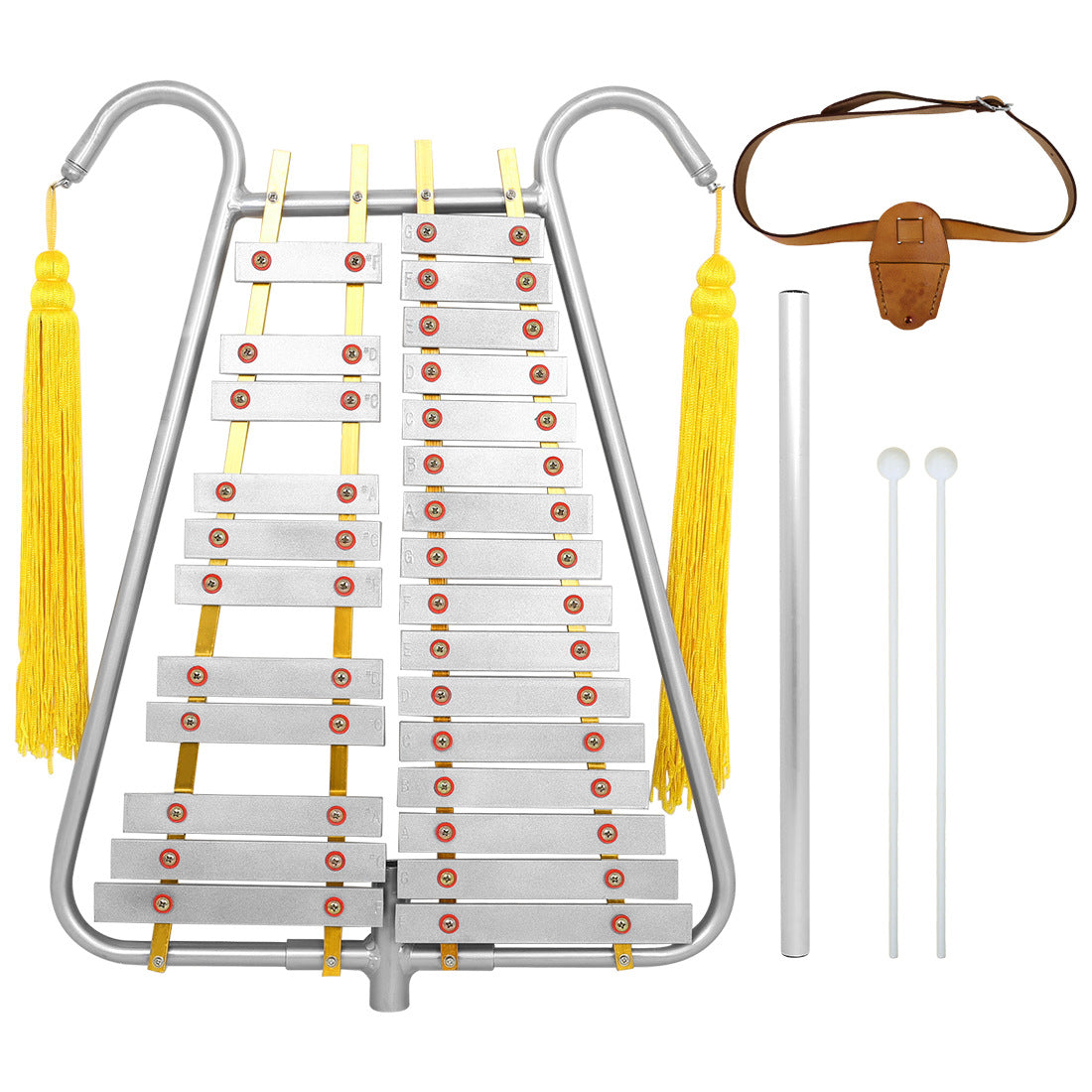 Orff Percussion 29-Note Aluminum Glockenspiel Marching Bell Lyre