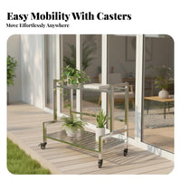 Multi-Tier Flower Trolley Easy Assembly Tiered Planter Trolley Slatted Shelves