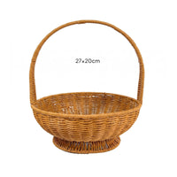 Round Wicker Basket Natural Finish Rattan Storage Organizer Raised Base
