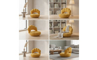 Scalloped Swivel Floor Chair Cushioned Floor Chair with Backrest Fuzzy Seat Low-Sitting for Adults, Teens, Reading Nook, Bedroom, Living Room, Small Apartments