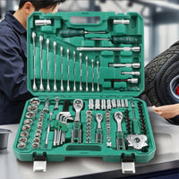 121 Pieces Mechanics Tool Kit with Hard Shell Case Chrome-Finished Mechanics Tool Set Compact Ratchet and Socket Set for DIY Hobbyists, Garage