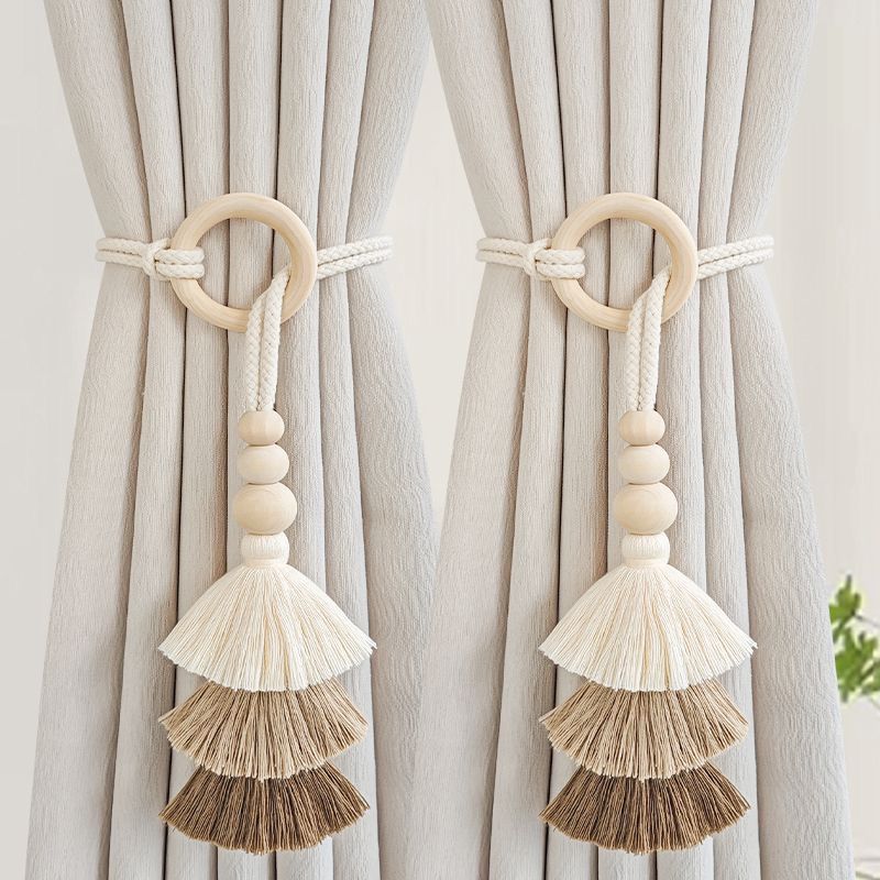 Simple Luxury Curtain Tieback Pair with Tassel Rope